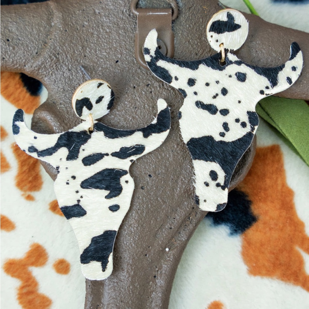 Black Cow Steer Ranch Earrings